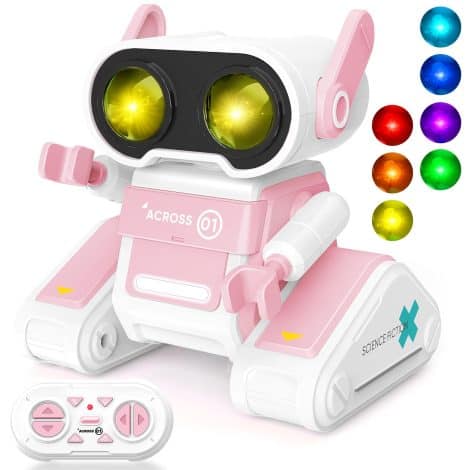 Robot pour enfants SIVQIKE, jouet télécommandé avec lumières LED colorées, musique et 80 minutes de divertissement. Parfait cadeau pour garçons et filles dès 3 ans.