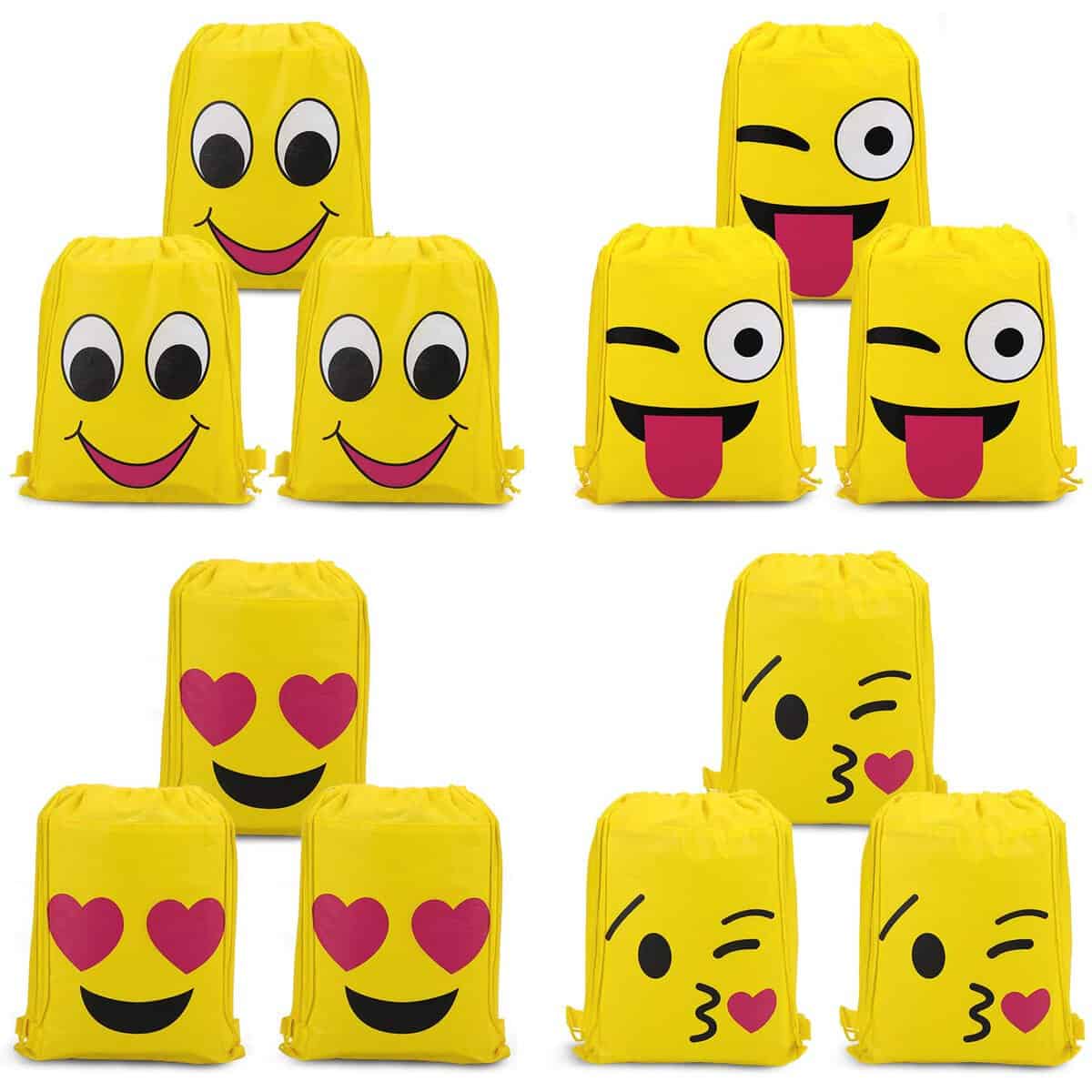 Konsait Emoji Sac ¨¤ Dos Enfant (12Pack), Sacs ¨¤ Cordon ¨¦motic?ne Emoji Sac de Gym gar?ons Filles pour D¨¦corations Enfants Cadeau de F¨ºte Anniversaire No?l