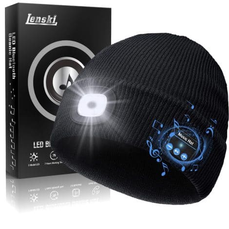 Bonnet LED Bluetooth, cadeau original utile pour homme, femme, papa, anniversaire, Noël, sport – Lenski.