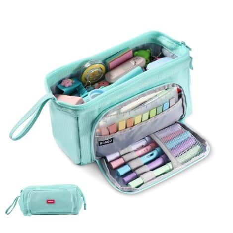 Trousse scolaire Diboniur avec 3 compartiments, grande capacité, pour filles et garçons, bleue et esthétique.