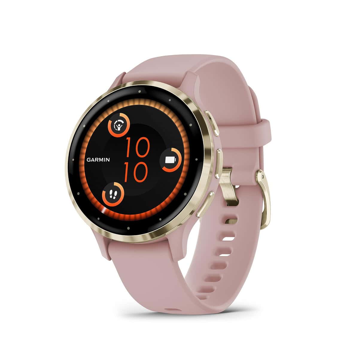 Garmin Venu 3S - Montre connectée GPS Sport et santé - Soft Gold avec Bracelet Rose