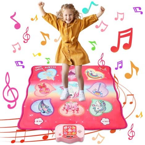 Tapis de danse Licorne interactif avec LED et musique, cadeau pour filles et garçons de 3 à 6 ans.