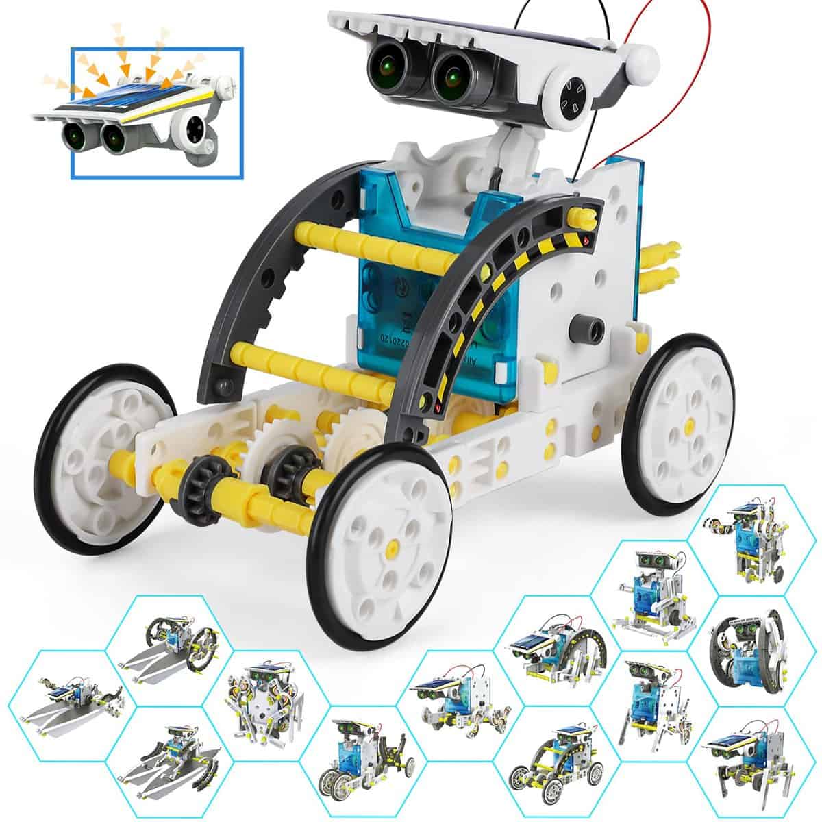 Robot Solaire, 13 en 1 Robot Jouet Enfant Maquette Voiture Jeux de Construction Robotique Éducative Exterieur Experiences Scientifiques Cadeau pour Garçon Fille 10 11 12 13 14 Ans