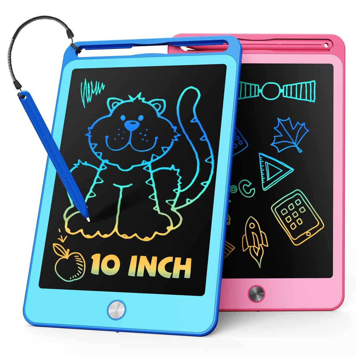 TEKFUN 2 Lot Tablette D'éCriture LCD Pour Enfants,10 Pouces Tablette Dessin de Cadeaux RéUtilisables,Jouets éDucatifs Pour Enfants Cadeau D'Anniversaire pour GarçOns Filles 2 3 4 5 6 7 8 ans