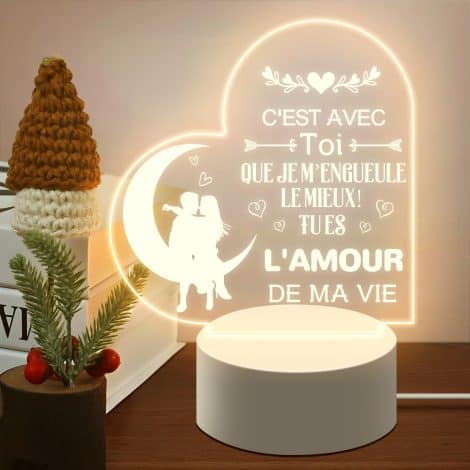 Lampe romantique personnalisée pour toutes les occasions spéciales. Parfait pour les couples, papa et maman.