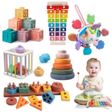 Jouets d’éveil évolutifs pour bébés de 6-12 mois et tout-petits de 1-2 ans. Parfait pour l’éducation préscolaire.