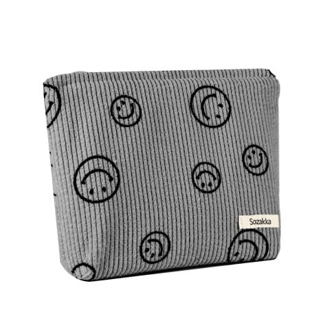 Sac de toilette et de maquillage Fycyko avec motifs souriants, idéal pour les femmes et les filles en voyage.