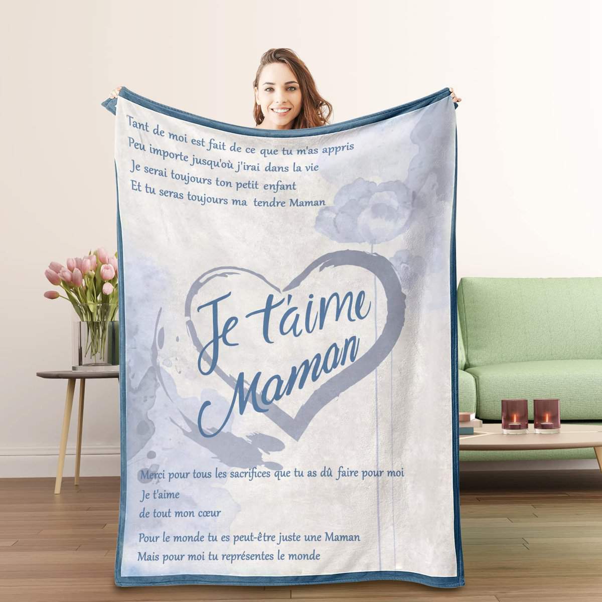 Cadeau Maman Idee Cadeau Noel Original Maman Couverture Personnalisée Cadeau Anniversaire Femme Plaid Couverture Polaire Cadeau Femme, Grand - mère