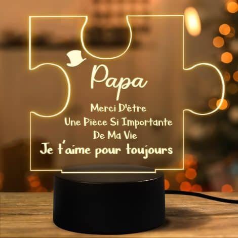 Cadeau original pour papa – Veilleuse personnalisée en acrylique, idée cadeau Noël et anniversaire.