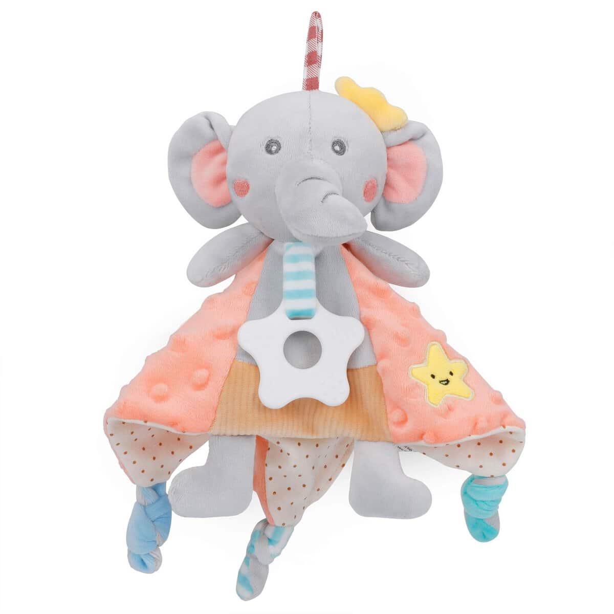 PomeloBaby Couverture confortable en peluche pour bébé avec anneau de dentition, cadeau de naissance pour bébés, enfants et tout-petits (éléphant)