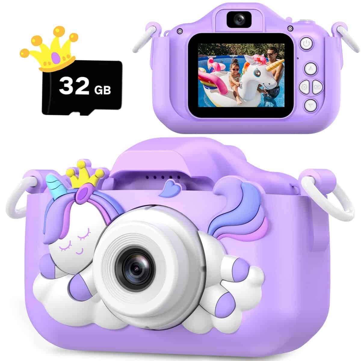 HOOMOON Dinosaure Appareil Photo Enfants, Caméra Selfie Jouet Enfant, Cadeau Fille Garçon, Carte SD 32 Go, Enregistreur Vidéo HD 1080p, Cadeaux d'anniversaire de Noël pour 3 4 5 6 7 8 9 10 Ans Enfants