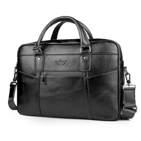 Sac pour ordinateur 15.6″, cartable en cuir rétro pour homme, idéal pour le travail et les déplacements.