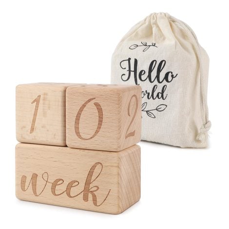 DBREAKS Cubes de progression en bois pour bébés, Enregistre la croissance, Cadeau idéal pour bébé et maman, Poli et lisse, Favorise la créativité.