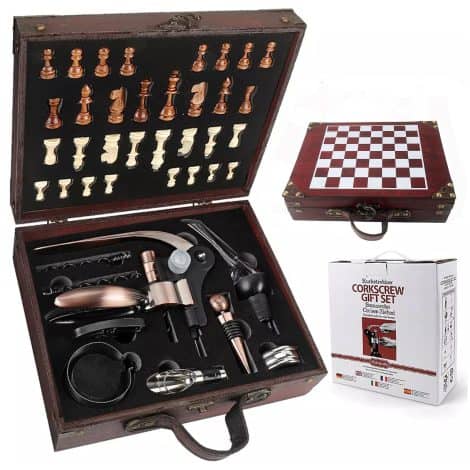 Tire-bouchon en coffret cadeau en bois, ouvre-bouteille luxueux, ensemble de sommelier avec accessoires pour vin.