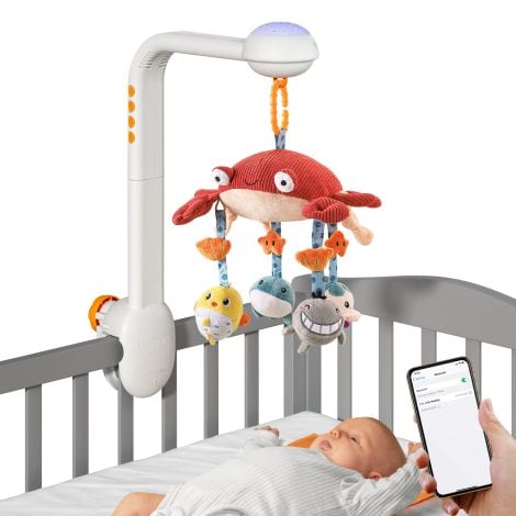 Ensemble musical lumineux pour berceau avec hochets et jouets suspendus pour bébés de 0 à 9 mois.