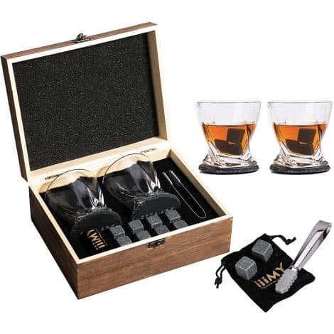 Ensemble de pierres à whisky avec verres – idéal pour cadeaux de Noël, anniversaire, Fête des Pères, homme.