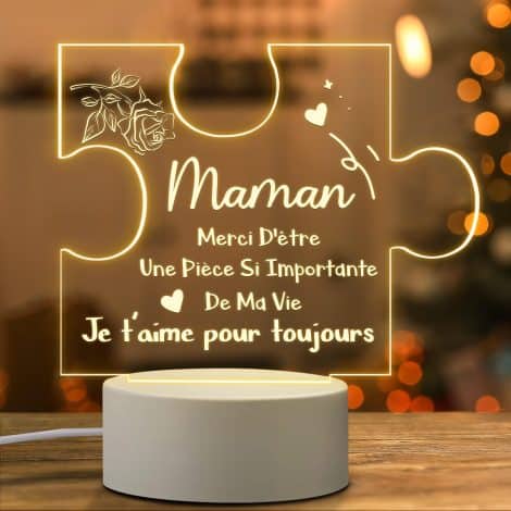 Veilleuse en acrylique personnalisée – Cadeau original et utile pour maman, fête des mères, Noël et anniversaire.