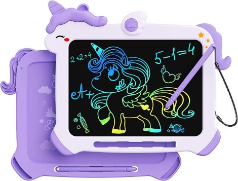 Tablette d’écriture LCD pour Enfants Licorne, écran coloré 8,5 Pouces, jouet éducatif et cadeau d’anniversaire pour filles de 3 à 8 ans.