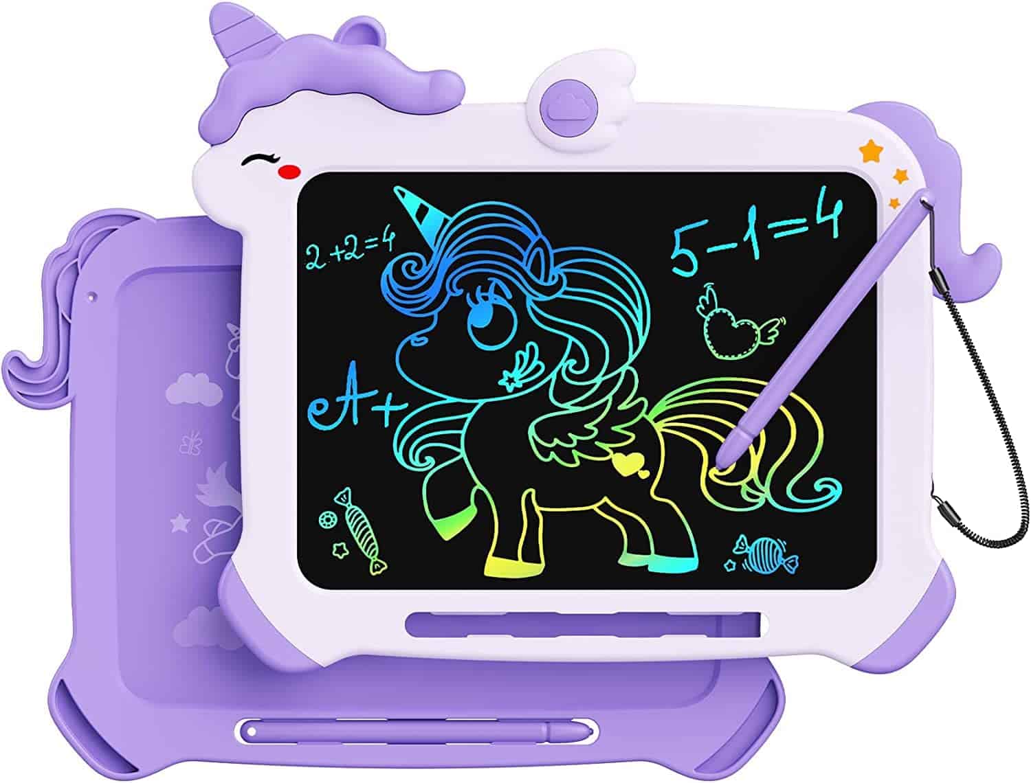 Tablette d'écriture LCD pour Enfants, Tableau de griffonnage à écran coloré Licorne 8,5 Pouces, Jouet éducatif, Jouet de Voyage, Cadeau d'anniversaire pour Filles de 3 4 5 6 7 8 Ans Violet