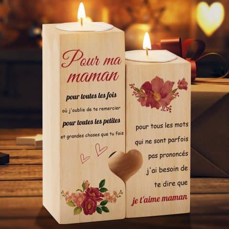 Cadeau en bois en forme de cœur pour maman : Tulolvae. Idéal pour Noël, la Saint Valentin ou la Fête des Mères. Parfait pour belle-maman.