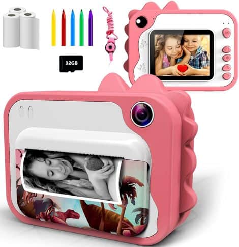 ULÉWAY Caméra Instantanée Numérique avec Papier d’impression, Jouet HD 1080P 2.4″ Cadeau Enfants 3-12 Ans