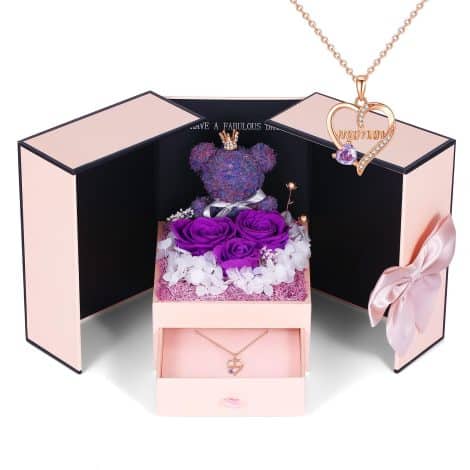 Coffret Rose Éternelle & Collier Maman : Cadeau Anniversaire, Fête des Mères, Noël… Pourquoi attendre ?!