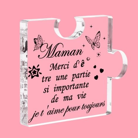 Cadeau Puzzle Gravé en Plaque Acrylique : Idéal pour Maman, Fête des Mères, Anniversaire, Noël, Remerciement.