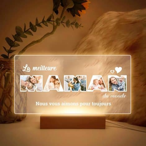 Cadre photo en verre acrylique personnalisé pour offrir à maman : idée de cadeau pour son anniversaire ou Noël.