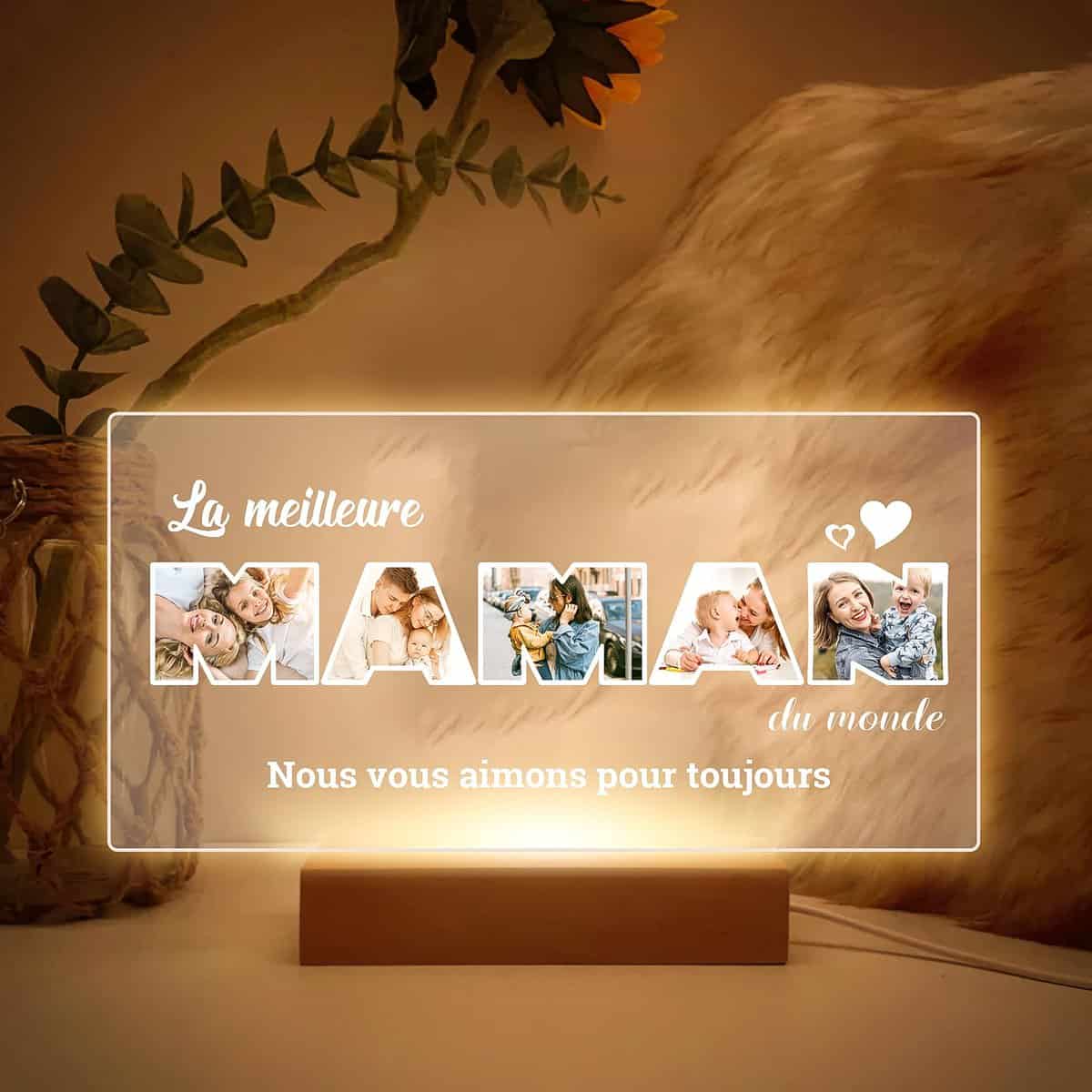 Bulaient Cadeau Maman Personnalisé, Cadeau Anniversaire Maman, Cadre Photo Personnalisé en Verre Acrylique, Idee Cadeau Maman, Cadeau Noel Maman, Cadeau Personnalisé Maman pour Anniversaire Noel