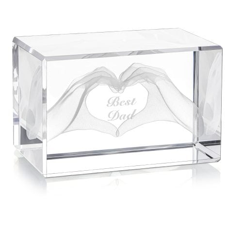 Cadeau personnalisé en cristal gravé pour le meilleur papa – Cube en verre pour anniversaire, fête des pères et Noël.