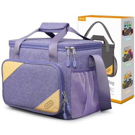 Sac à lunch isotherme QUENZROC pour homme et femme, idéal pour le travail, camping, pique-nique. Coffret cadeau violet 10L.