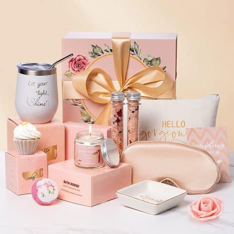 Coffret cadeau exclusif pour femme – Idée cadeau de Noël – Surprise d’anniversaire pour maman meilleure amie – Ensemble détente personnalisé “Je pense à toi”