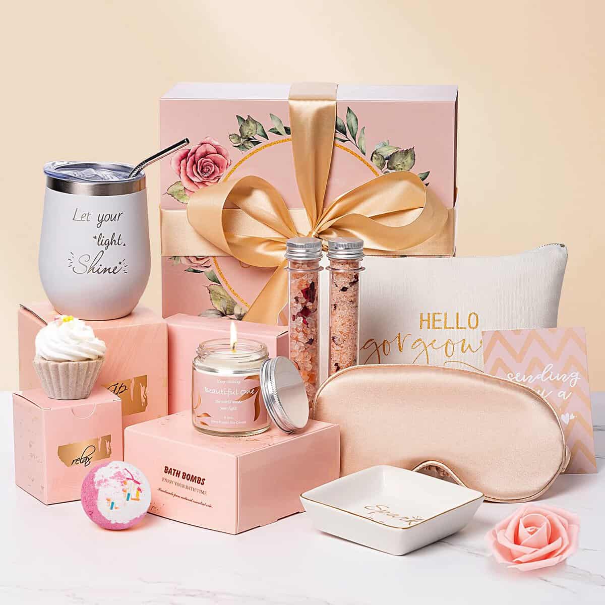 Boîte cadeau unique pour femme - Idée cadeau de Noël - Cadeau d'anniversaire pour maman meilleure amie - Panier cadeau pour femme, sœur, épouse - Cadeau de relaxation personnalisé « Thinking of You »