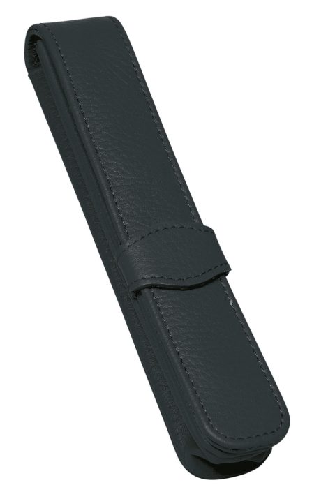 Étui en cuir pour stylo, trousse chic pour toutes marques, véritable cuir, porte-stylo noir, parfait pour cadeau. (Dimensions : 14,5 x 2,5 x 2,5 cm, pour 1 stylo)