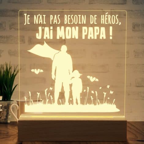 Cadeau Original pour Papa : Veilleuse Acrylique PRSTENLY, idéale pour Anniversaire, Naissance, Noël, Fête des Pères !