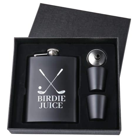 Ensemble cadeau de flasque en acier inoxydable 8 onces / 240 ml avec deux verres à liqueur et entonnoir, idéal pour transporter votre alcool préféré.