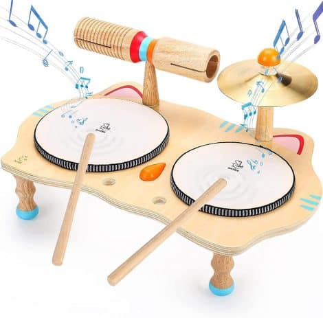 Ensemble musical en bois 6-en-1 pour enfants de 3 à 5 ans. Parfait cadeau d’anniversaire éducatif pour filles et garçons.