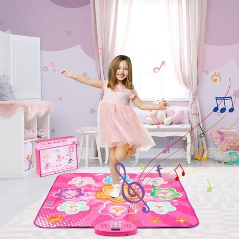 URMYWO Tapis de Danse Jouets pour Enfants : Tapis de jeu musical avec 7 modes, musique intégrée, affichage LED, cadeau de Noël pour enfants de 3 à 9 ans.