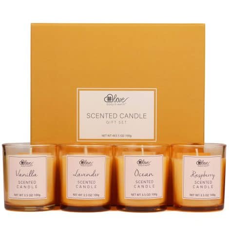 Bougies Parfumées pour Femmes – Bougies Aromatiques Luxueuses en Cire de Soja Naturelle pour Détente et Déco Intérieure, Coffret Cadeau Parfumé 4x100g.