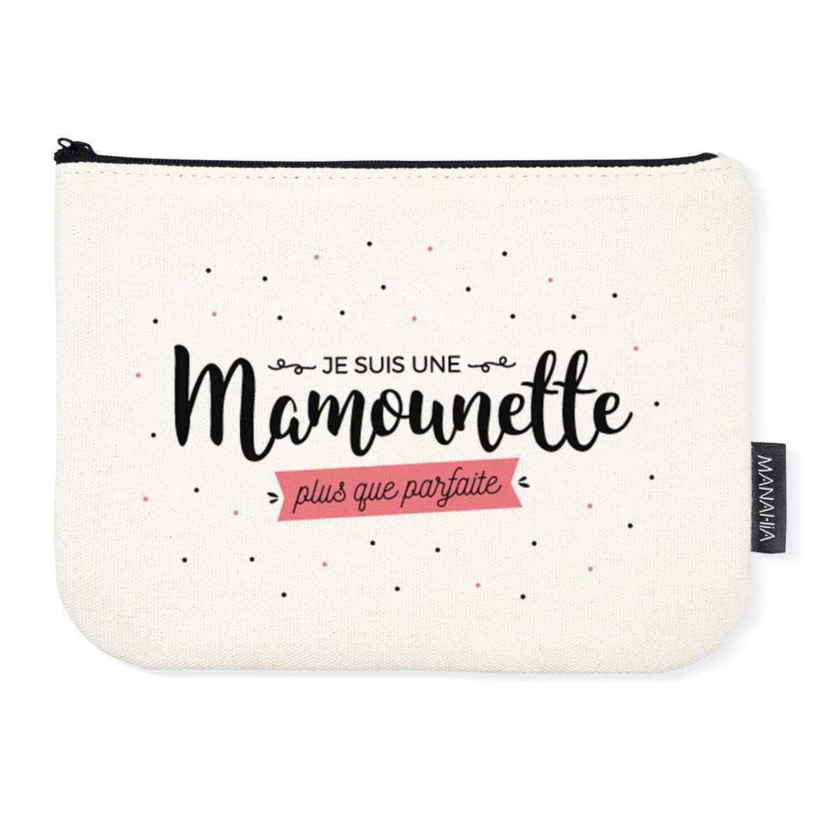 Manahia Pochette Cadeau Maman - Mamounette Plus Que Parfaite | Cadeau Maman | 100% Coton | Cadeau Naissance Future Maman | Cadeau Noël Maman | Trousse Mamounette - Anniversaire Maman | Fête des Mères