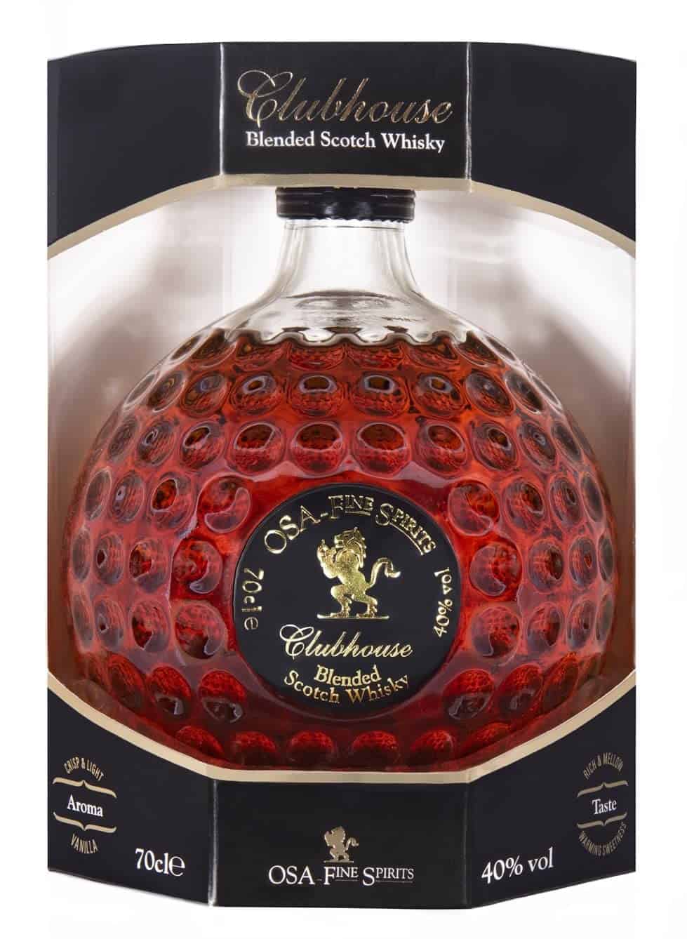 CLUBHOUSE - Balle de Golf O.S.A - Blended Whisky Écossais - 40% Alcool - Origine : Écosse - Bouteille 70 cl