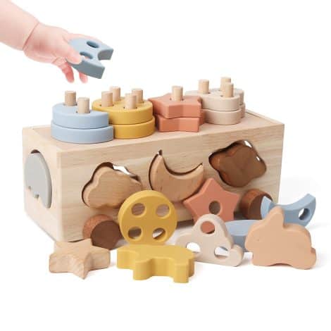 Jouet éducatif Mamimami Montessori en bois pour tout-petits, idéal pour trier et empiler, cadeau mixte 1-5 ans.