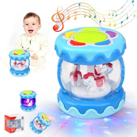 Jouet musical pour bébé, Carrousel de Licornes avec lumière, musique. Cadeau éducatif précoce pour tout-petit de 1 à 2 ans.