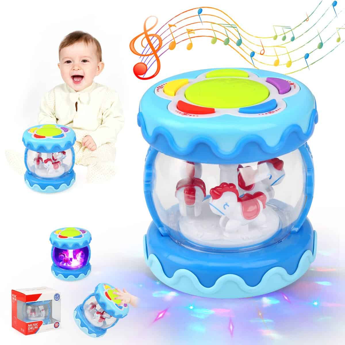 BelleStyle Jouets Musicaux Bébé, Carrousel de Licornes Projecteur Tournant Lumière avec Musique, Jouet Enfant 1 2 an Fille Garçon Jouet Educatif Précoce Cadeau pour Tout-Petit Bébé 6 9 12 18 Mois