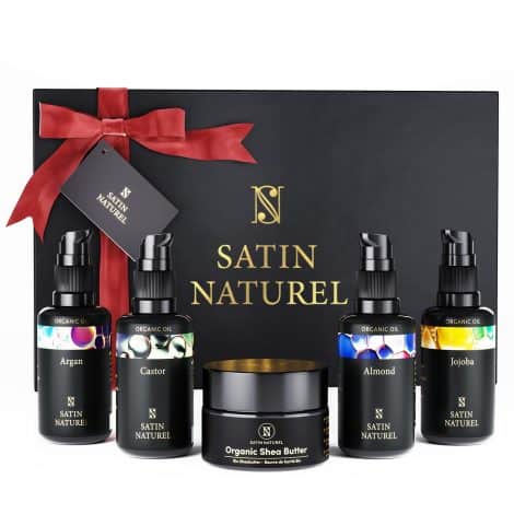 Ensemble de beauté de Noël pour femmes avec beurre de karité, huile d’argan, jojoba, ricin et amande.