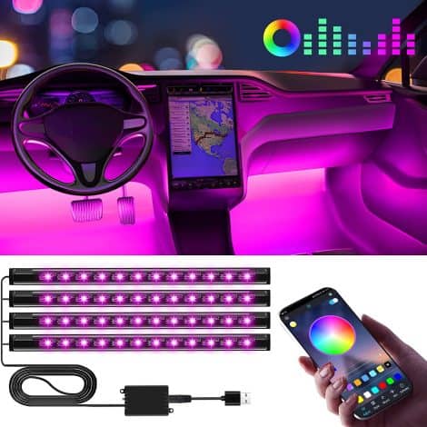 Éclairage intérieur de voiture, Winzwon lampe LED pour voiture, cadeau pour homme, maman, fête des grands-mères, femme. Accessoire voiture avec contrôle via application.