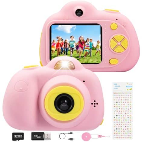 Appareil photo pour enfants YunLone avec caméra 2″ et carte 32G, jouets cadeaux pour garçons et filles de 3 à 8 ans.