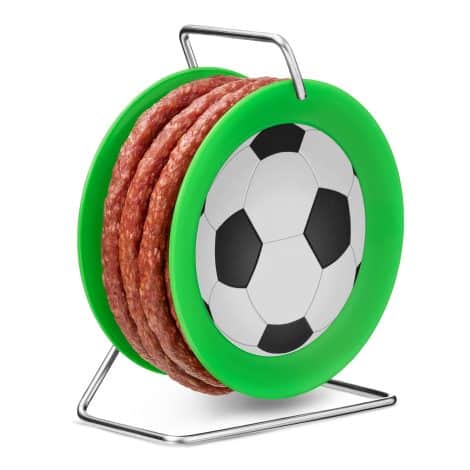 WURSTBARON® Sausage Drum in the shape of a football, 3.5m of Krakow-style sausage, fun snack for sports fans, 240g.