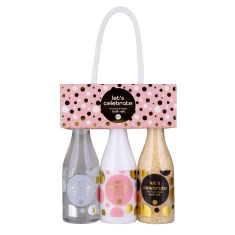 Coffret cadeau Accentra Célébrons – Ensemble bain avec gel douche, lotion, sels de bain – Flacon Piccolo – Cadeau spécial pour femmes et mamans.