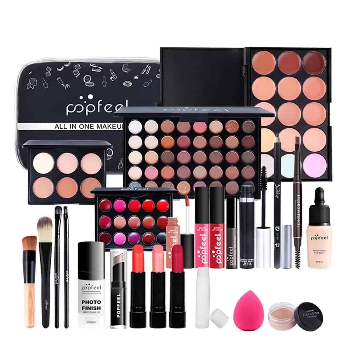 24 Pièces Ensemble-cadeau de Maquillage Tout-en-un Kit de Démarrage Essentiel de Maquillage Ensemble de Maquillage avec Fard à paupières Palette cosmétique pour Les Femmes Filles Idée Cadeau de Noël